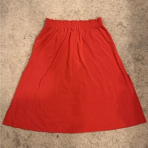 Athleta Orange Savannah Midi A-Line Skirt with Elastic Waist
